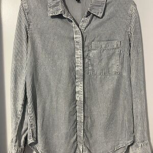 Dynamite Black and White Striped Button Down Shirt